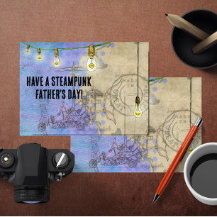 Cartes Pour Fêtes Annuelles Steampunk Edison Lights on a Wire Father's Day