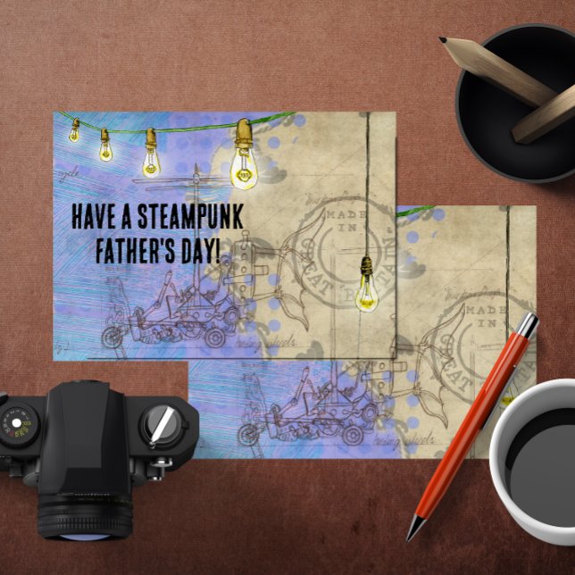 Cartes Pour Fêtes Annuelles Steampunk Edison Lights on a Wire Father's Day (Créateur téléchargé)
