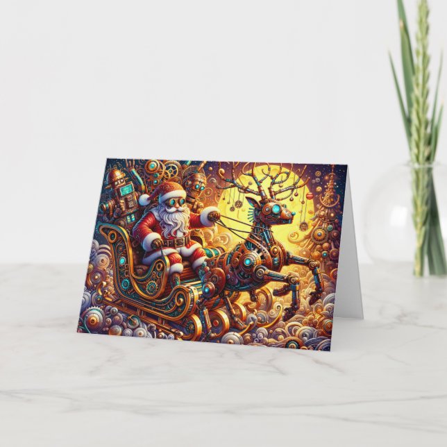 Cartes Pour Fêtes Annuelles Steampunk Santa Claus (Devant)