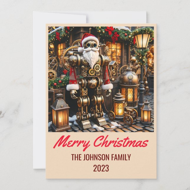Cartes Pour Fêtes Annuelles Steampunk Santa Claus - Joyeux Noël (Devant)