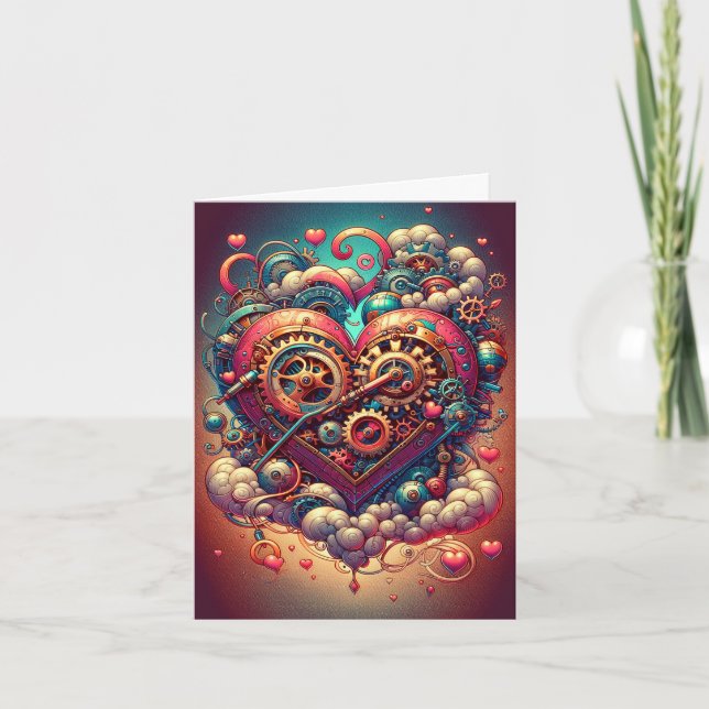 Cartes Pour Fêtes Annuelles Steampunk Valentine Heart (Devant)