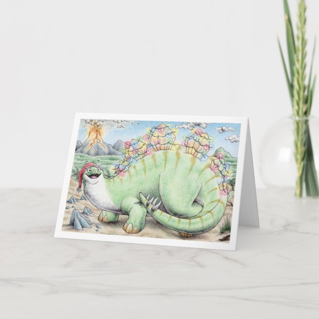 Cartes Pour Fêtes Annuelles Stegosaurus de Noël (Devant)