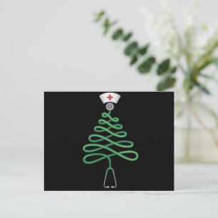 Cartes Pour Fêtes Annuelles Stethoscope Arbre de Noël Infirmière Scrub Xmas