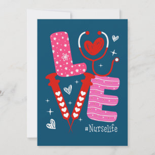 Cartes Pour Fêtes Annuelles Stethoscope Cœur Amour Vie d'Infirmière Drôle Infi