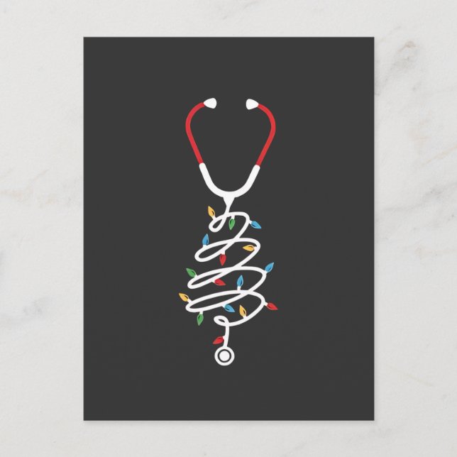 Cartes Pour Fêtes Annuelles Stethoscope Fournitures Médicales Lumières Arbre d (Devant)