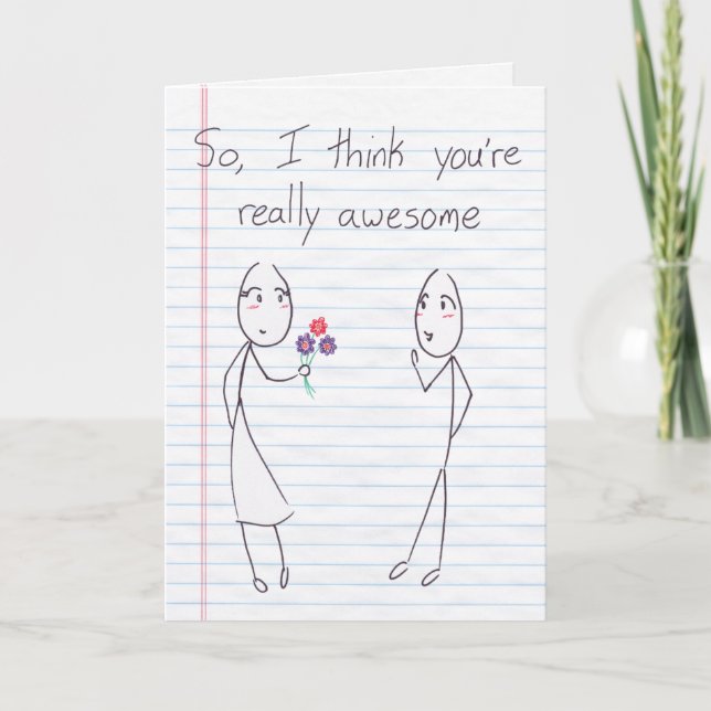 Cartes Pour Fêtes Annuelles Stick Figure Girl to Boy Valentine (Devant)
