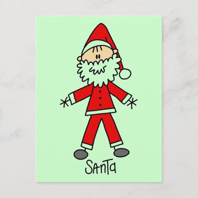 Cartes Pour Fêtes Annuelles Stick Figure Santa Claus Tshirts et cadeaux (Devant)