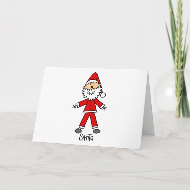 Cartes Pour Fêtes Annuelles Stick Figure Santa Claus Tshirts et cadeaux (Devant)