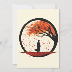 Cartes Pour Fêtes Annuelles Stillness Zen Circle Automne Tombant Feuille