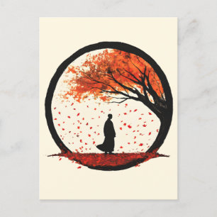 Cartes Pour Fêtes Annuelles Stillness Zen Circle Automne Tombant Feuille