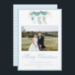 Cartes Pour Fêtes Annuelles Stockage de Noël bleu une photo Vintage<br><div class="desc">Watercolor Christmas Stockings Blue One Photo Carte de vacances Vintage. Cette belle carte photo de Noël est dotée d'une guirlande de Noël aquarelle avec des bas de chéri et un cadre bleu pour une photo. Il est parfait si vous cherchez une carte photo classique, sud, petit-millénaire de Noël. M'envoyer un...</div>