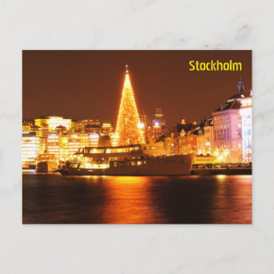 Cartes Pour Fêtes Annuelles Stockholm, Suède à Noël la nuit