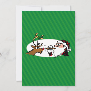Cartes Pour Fêtes Annuelles Stogie Fumer Père Noël Funny Green Stripe Noël