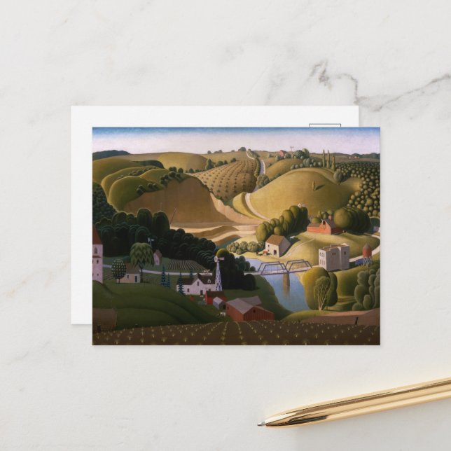 Cartes Pour Fêtes Annuelles Stone City par Grant Wood (Devant/Arrière en situation)