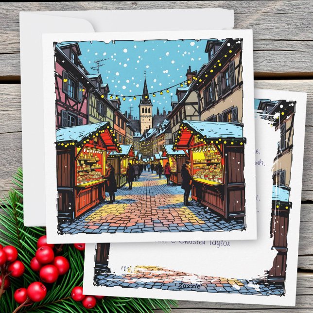 Cartes Pour Fêtes Annuelles Strasbourg, France Christmas Market Personalized (Créateur téléchargé)