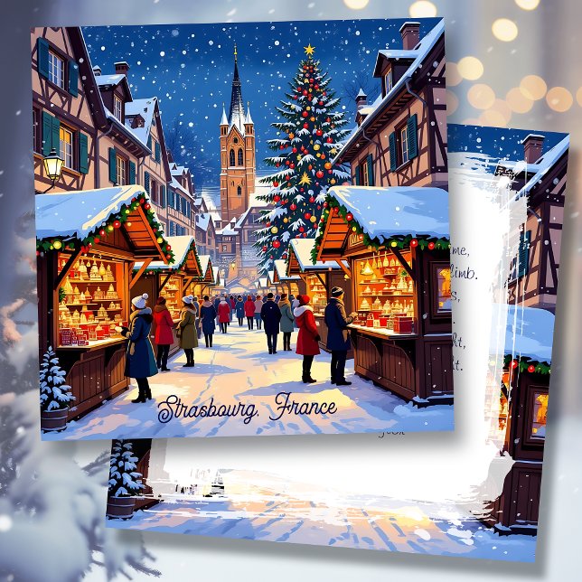Cartes Pour Fêtes Annuelles Strasbourg, France Christmas Market Personalized (Créateur téléchargé)