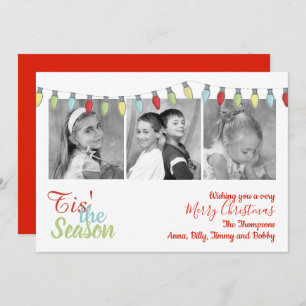 Cartes Pour Fêtes Annuelles String Lights Christmas Photo Card Multi Photo