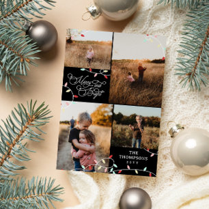 Cartes Pour Fêtes Annuelles String Lights Joyeux Noël lumineux Collage photo