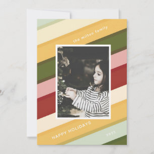 Cartes Pour Fêtes Annuelles Stripes colorées Holiday One Photo