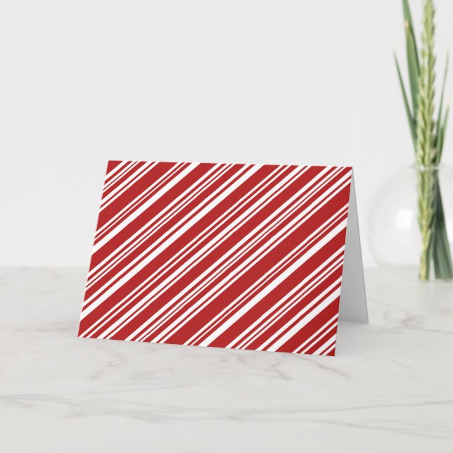 Cartes Pour Fêtes Annuelles Stripes de menthe de Noël : Rouge et Blanc (Devant)