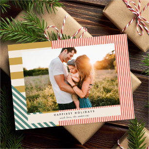 Cartes Pour Fêtes Annuelles Stripes mélangées modernes Un Noël photo