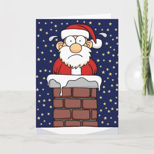 Cartes Pour Fêtes Annuelles Stuck Santa (Devant)