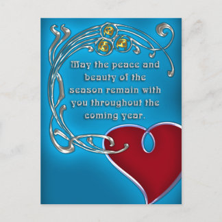 Cartes Pour Fêtes Annuelles Style Art Nouveau Noël au coeur en bleu