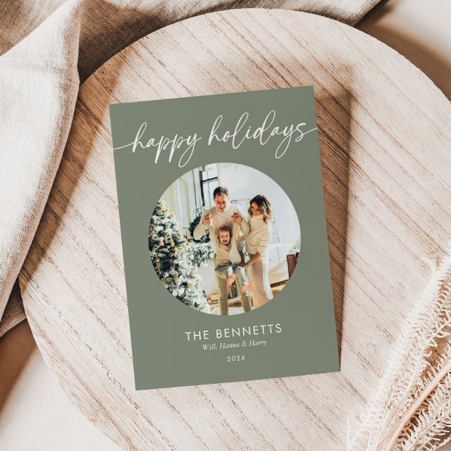 Cartes Pour Fêtes Annuelles Style Boho Script Joyeux vacances photo (Créateur téléchargé)