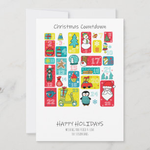 Cartes Pour Fêtes Annuelles Style de dessin de Noël de l'Avent Calendar