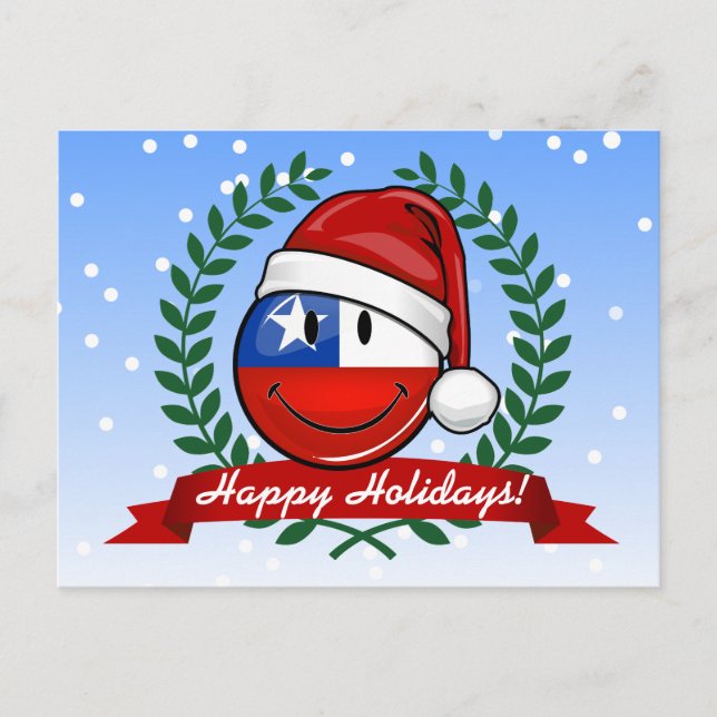Cartes Pour Fêtes Annuelles Style de Noël de drapeau du Chili (Devant)