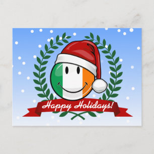 Cartes Pour Fêtes Annuelles Style de Noël Drapeau irlandais souriant