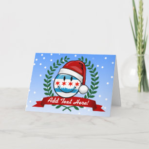 Cartes Pour Fêtes Annuelles Style de Noël Drapeau souriant de Chicago