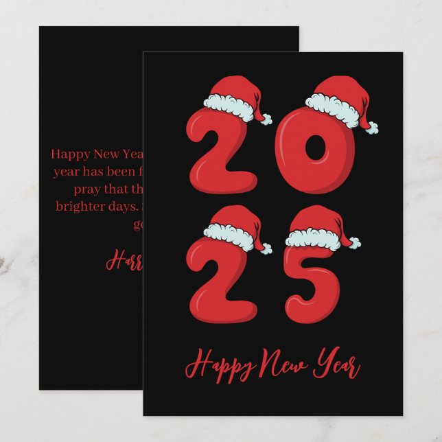 Cartes Pour Fêtes Annuelles Style de Noël simple heureux nouvelles années cart (Devant / Derrière)