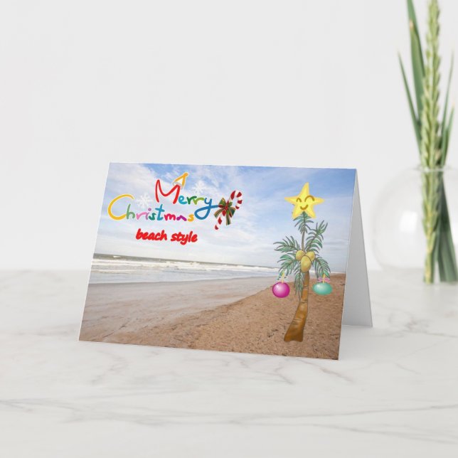 CARTES POUR FÊTES ANNUELLES "STYLE DE PLAGE" MERCI NOËL POUR VOUS (Devant)