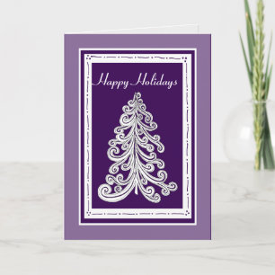 Cartes Pour Fêtes Annuelles Style Doodle violet ou personnalisé Arbre de Noël