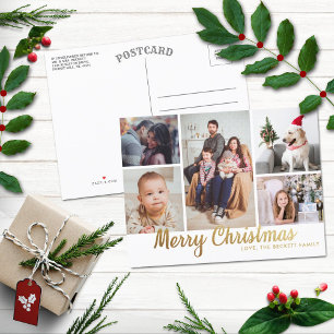 Cartes Pour Fêtes Annuelles Style Gold Joyeux Noël 5 Photo Collage
