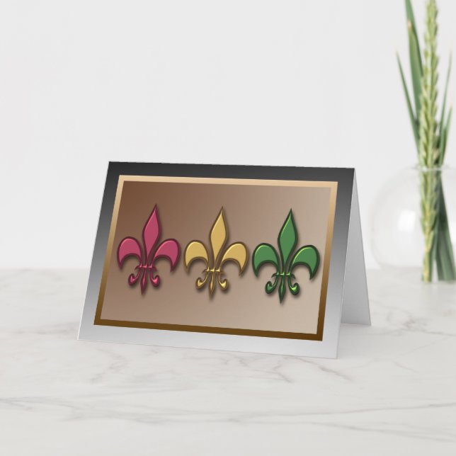 Cartes Pour Fêtes Annuelles Style Metallo Moderne Fleur de Lis Noël (Devant)