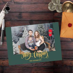 Cartes Pour Fêtes Annuelles Style moderne photo de Noël vert