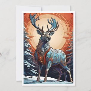 Cartes Pour Fêtes Annuelles Style moderne Reindeer, design moderne, imaginaire