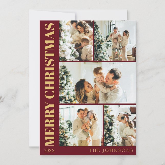 Cartes Pour Fêtes Annuelles Style moderne Typographie rouge or Noël (Devant)