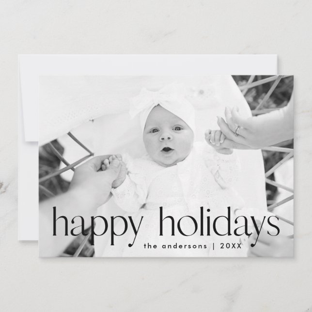 Cartes Pour Fêtes Annuelles Style simple Black Happy Holidays Photo (Devant)