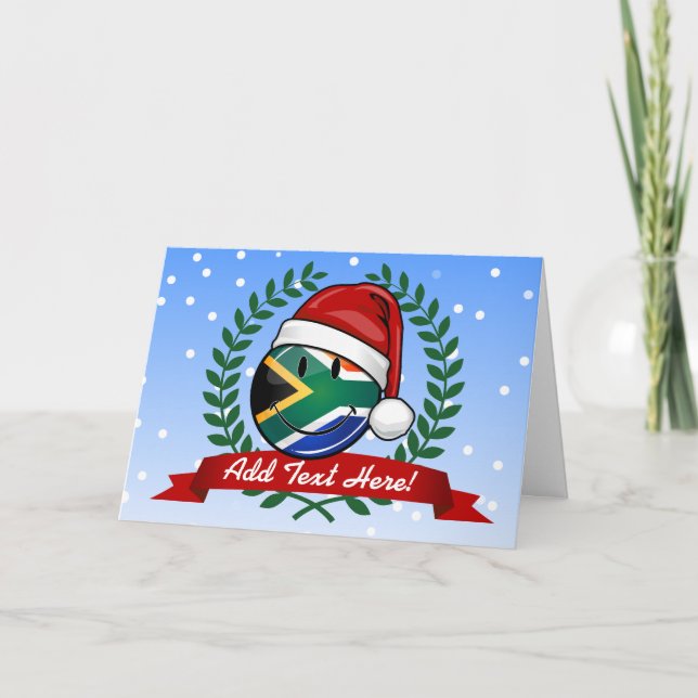 Cartes Pour Fêtes Annuelles Style sud-africain de sourire de Noël de drapeau (Devant)