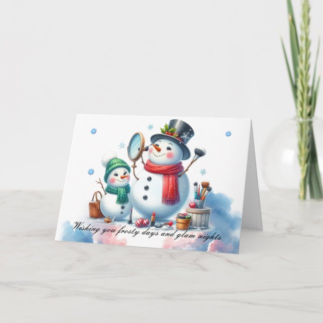 Cartes Pour Fêtes Annuelles Style Vacances Glam Snowman (Devant)