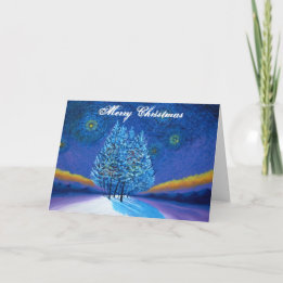Cartes Pour Fêtes Annuelles Style Van Gogh Noël bleu