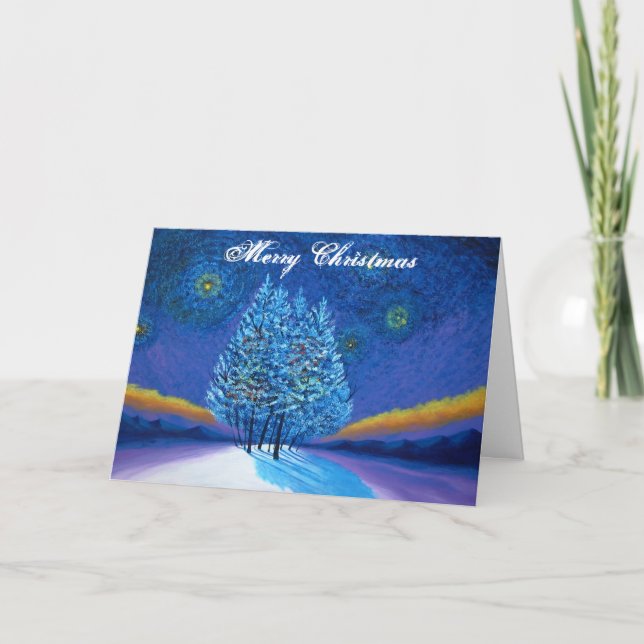 Cartes Pour Fêtes Annuelles Style Van Gogh Noël bleu (Devant)