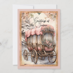 Cartes Pour Fêtes Annuelles Style victorien Cheval rose tiré