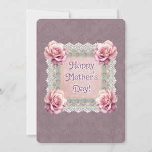 Cartes Pour Fêtes Annuelles Style victorien personnalisé Fête des Mères Mauve