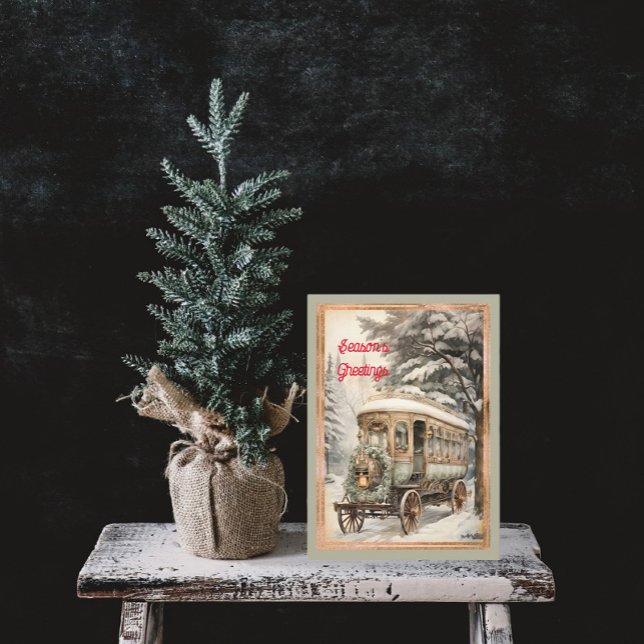 Cartes Pour Fêtes Annuelles Style victorien Trolley neige Noël (Créateur téléchargé)