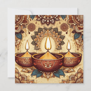 Cartes Pour Fêtes Annuelles Style vintage Bonne Diwali Diya Festival de la lum