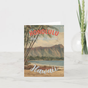 Cartes Pour Fêtes Annuelles Style Vintage Hawaïen Voyage Honolulu Mid-Pacific
